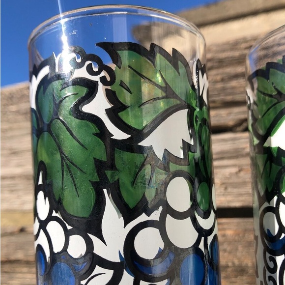 Vintage Libbey Grapes glasses Retro Swanky swigs Glassware Blue Green White Vtg - Picture 8 of 11